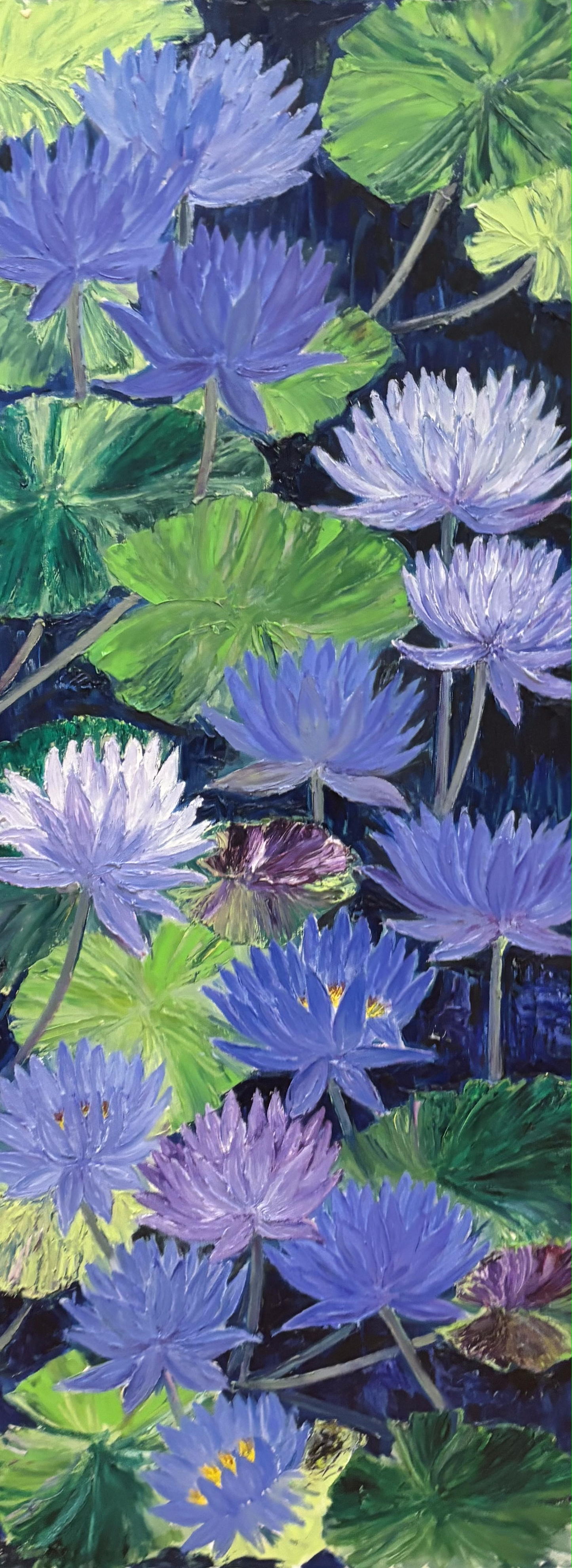Tall Canvas: Blue Lotus Scenery