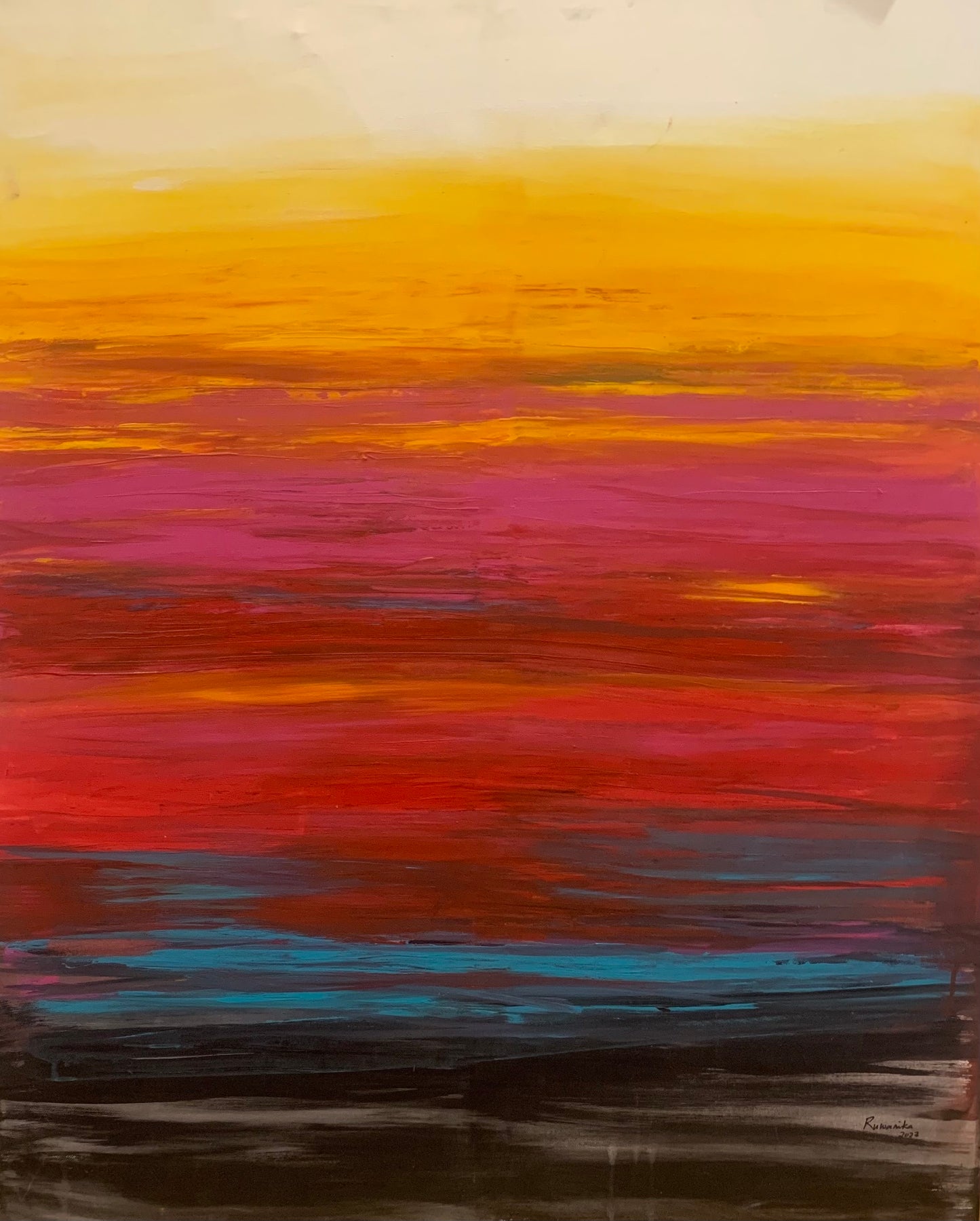 Large Wall Art, Colorful Painting On Canvas - Sunrise Scene