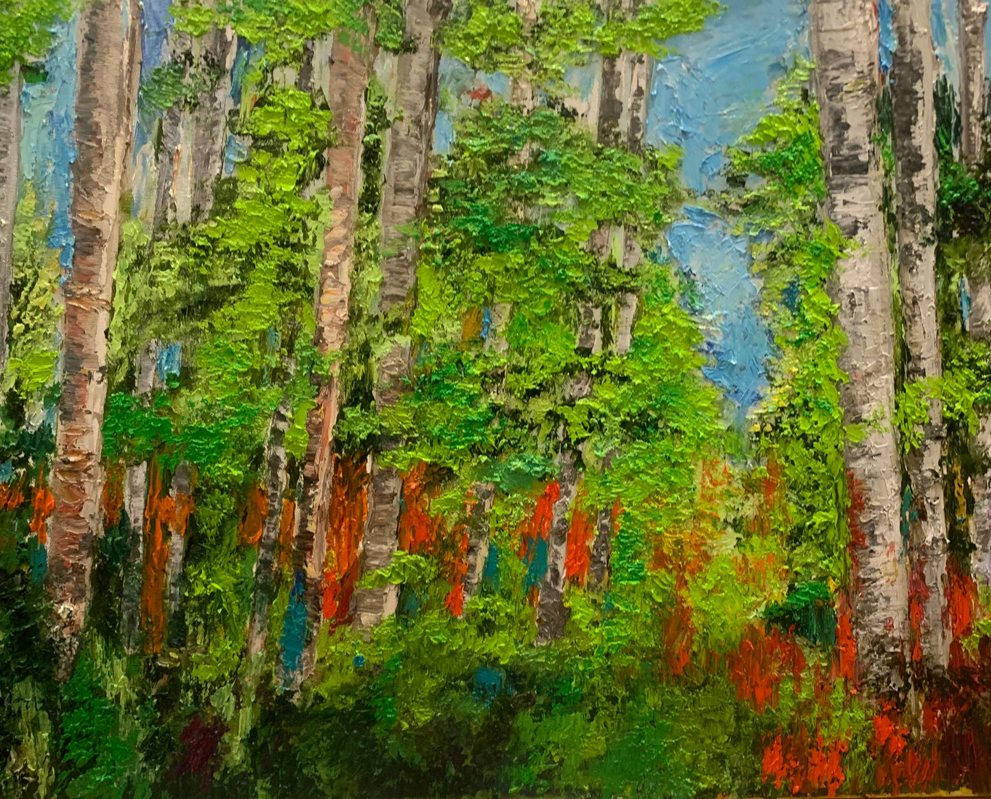 Large Wall Art, scenic birch tree forest Painting On Canvas - Greenery Scene