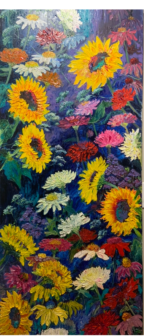 Large Wall Art, Colorful Flower Painting On Canvas - Flower Scene