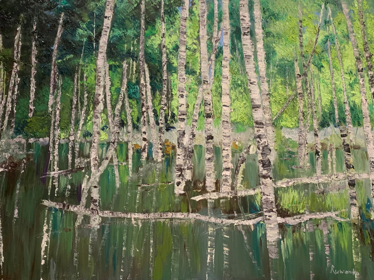 Birch trees painting