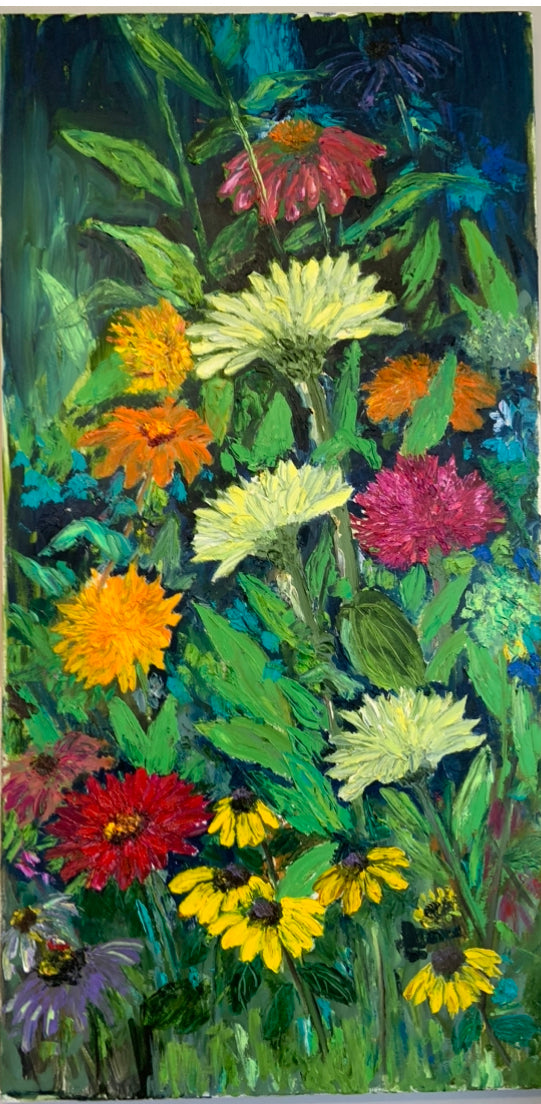 Medium Wall Art, Colorful Flower Painting On Canvas - Flower Scene